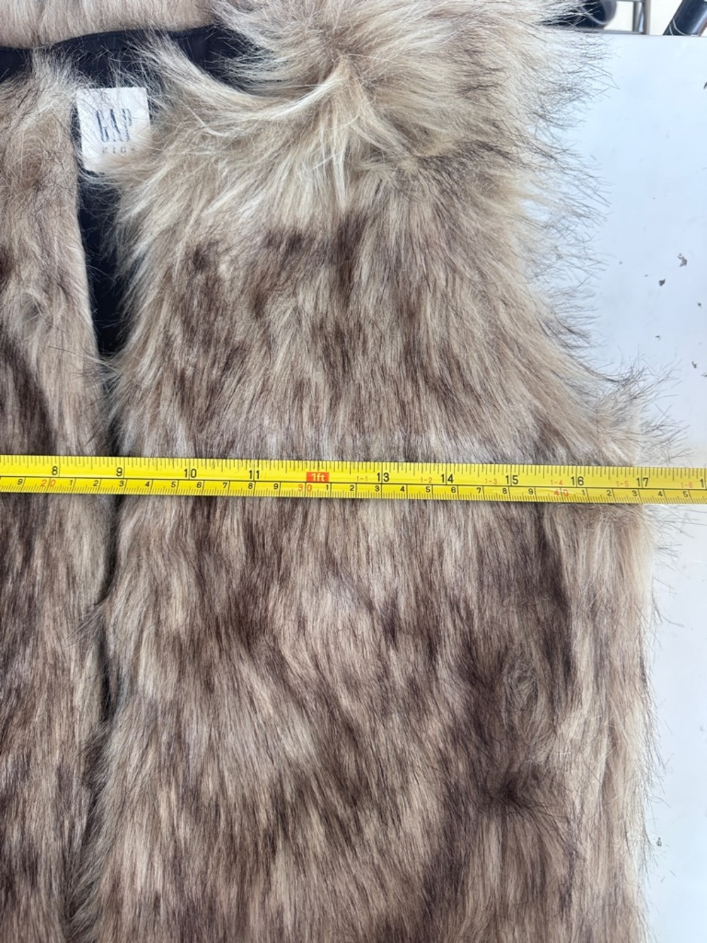 Gap Kids Faux Fur Vest Brown Gray Textured Open Front XL (12-13) - Picture 7 of 7